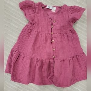 Zara button down pink dress size 18-24mo